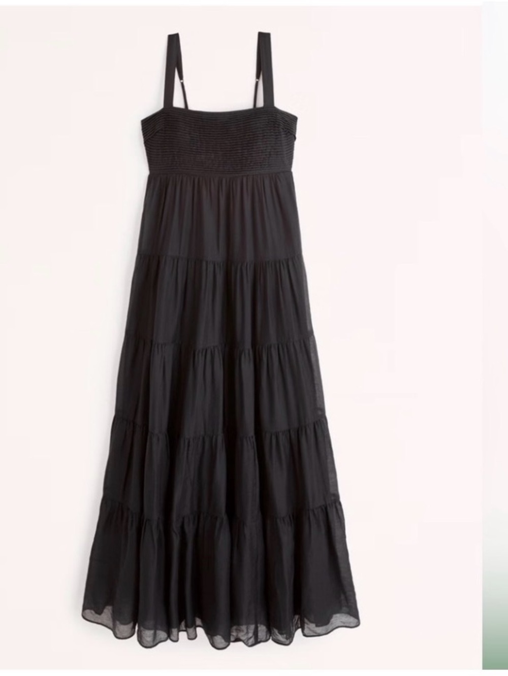 Abercrombie & Fitch black maxi dress tiered ruched‎ skirt size M NWT